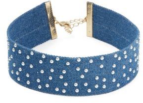 Design Lab Lord & Taylor Studded Denim Choker Necklace