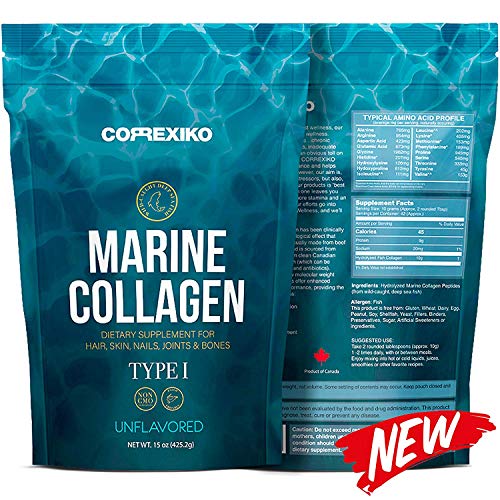 Premium Marine Collagen Peptides (Large Pack,15oz) from Wild Caught Fish Skin (Not Scales), hydrolyzed Protein Powder for Joints & Bones, Skin, Hair, Nails & Digestive Health - Made in Canada