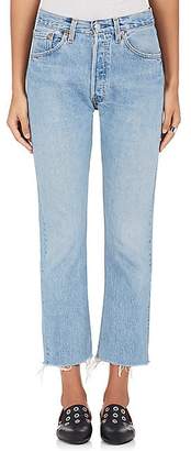 RE/DONE Women's High Rise Crop Flare Levi's® Jeans - Indigo Med Distressed