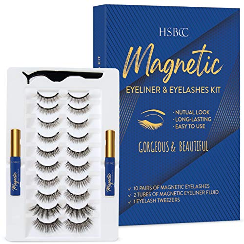 HSBCC Updated 10 pairs 3D 6D Magnetic Eyelashes Kit 