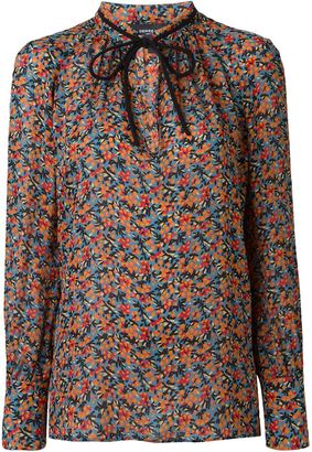 Derek Lam neck tie floral blouse
