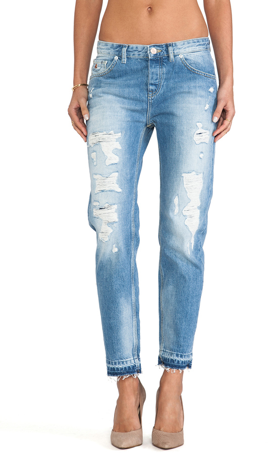 Ripped Boyfriend Le Garcon With Distressed Hem