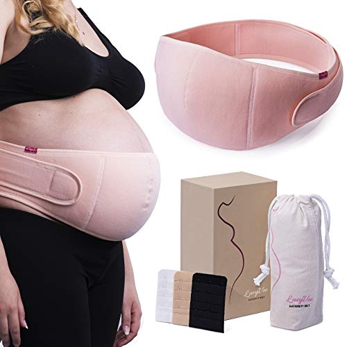 LucyVee Maternity Belt - Comfortable Pregnancy Support for back & pelvic pain relief with adjustable straps. Ergonomic shape, breathable fabric, one size, nude