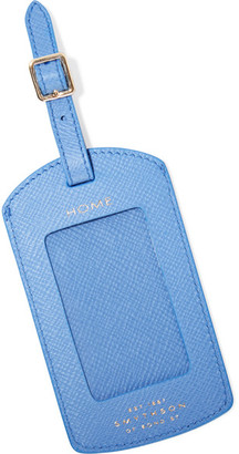 Smythson - Panama Textured-leather Luggage Tag - Sky blue