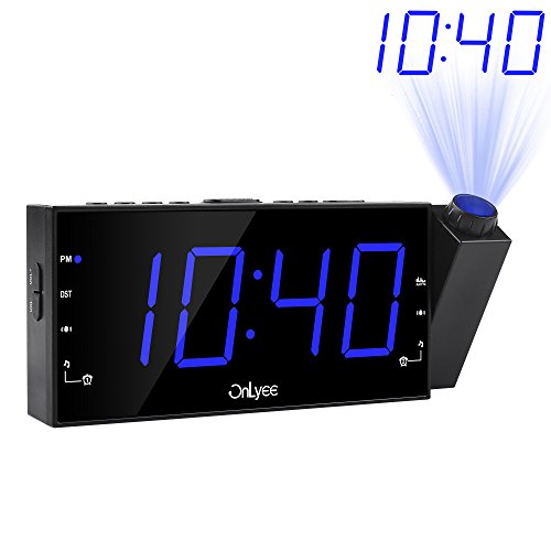 OnLyee Projection Alarm Clock with AM FM Radio, 7