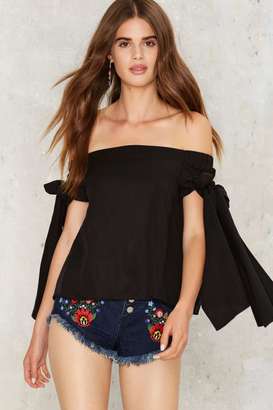 Factory Born to Tie Off-Shoulder Top - Black