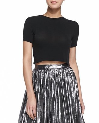 Alice + Olivia Short-Sleeve Crewneck Crop Top