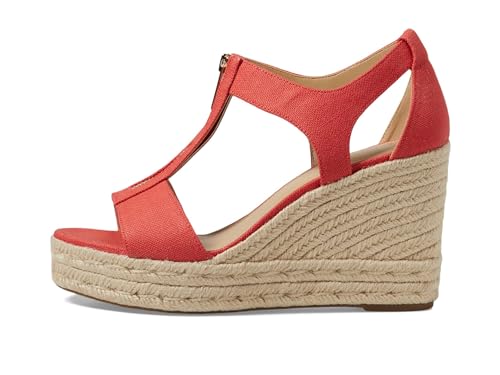 Michael Kors Women's Berkley Mid Espadrille Wedge Sandal, Spiced Coral, 9