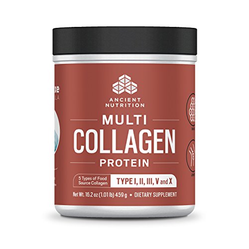 Ancient Nutrition Multi Collagen Protein Powder, 5 Types of Food Sourced Collagen, Providing Types I, II, III, V, and X, 16.2oz