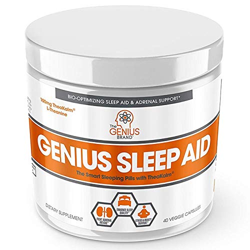 Genius Sleep AID – Smart Sleeping Pills & Adrenal Fatigue Supplement, Natural Stress, Anxiety & Insomnia Relief - Relaxation Enhancer and Mood Support w/Inositol, L-Theanine & Glycine – 40 Capsules