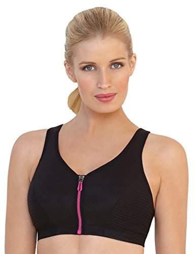 Glamorise Women's Plus-Size High Impact MagicLift Zippered Sports Bra, Black