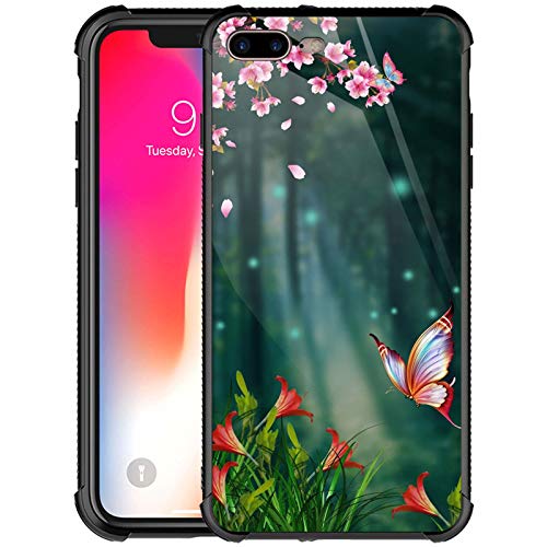 Goodsprout Compatible with iPhone 8 Plus Case Butterfly Flower Spring Graphic for Girls,Picture Pattern Design Shockproof Anti-Scratch Hard PC Back Case for iPhone 7/8 Plus