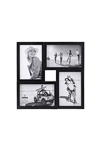 Malden 4x6 4-Opening Matted Collage Picture Frame, Displays Four, Black