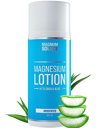 Magnesium Lotion – Super Concentrated – Made with Aloe and Shea – for Leg Cramps, Sore Muscles & Joints, Rejuvenation – Safe for Kids, Made in The USA (Unscented)