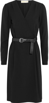 MICHAEL Michael Kors - Belted Wrap-effect Stretch-crepe Dress - Black