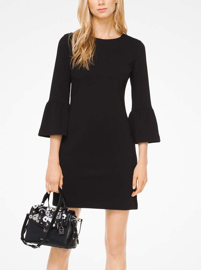 Ribbed Knit Bell-Cuff Dress