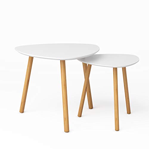 BAMEOS Bamboo Nesting Triangle End Table 