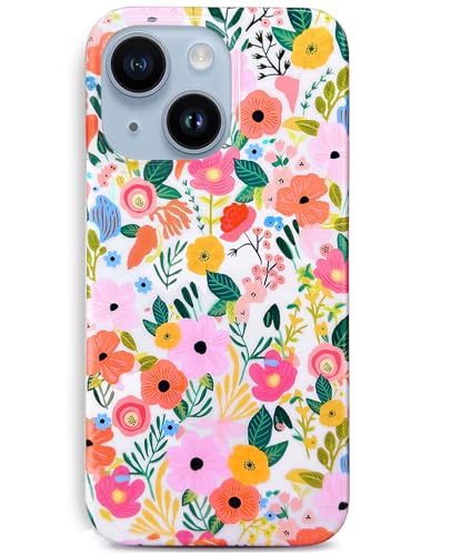 J.west Compatible with iPhone 14 Case Soft Shockproof Cute Floral Phone Protective Cover for Women, Garden Flower Pattern Design Slim Fit Anti-Scratch 6.1