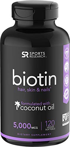 Biotin Infused with Organic Virgin Coconut Oil - 5000mcg (120 Veggie-softgels)