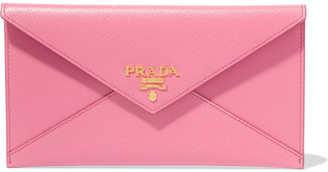 Prada - Envelope Textured-leather Wallet - Pink