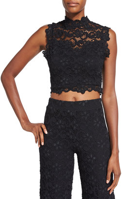 Nightcap Clothing Dixie-Lace Crop Top, Black