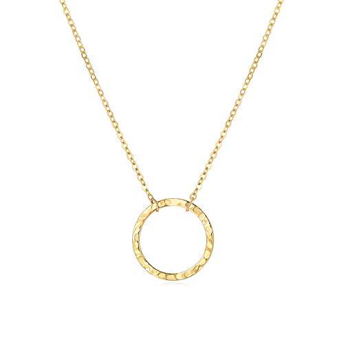 SEUSUK Gold Fill Open Circle Crescent Moon Phase Necklace