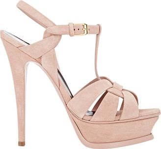 Saint Laurent Women's Tribute Platform Sandals-Pink