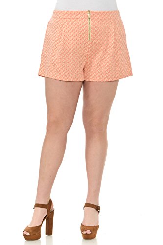 Clinamen Clothing Women Plus Size Jaquard Patterned Elastic Waist Short(ZB4239) (XXXLarge, Blush/Beige)