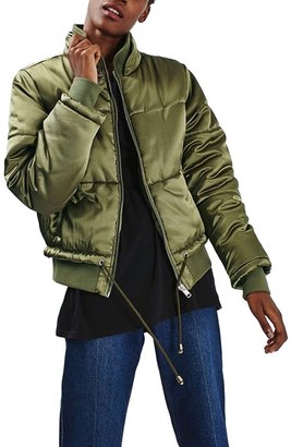 Petite Women's Topshop Carter Satin Puffer Jacket