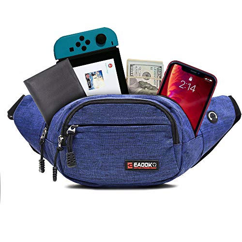 EAOOK Waterproof Travel Belt,Big Fanny Pack for Outdoor Sport/Money Belt(Navy)