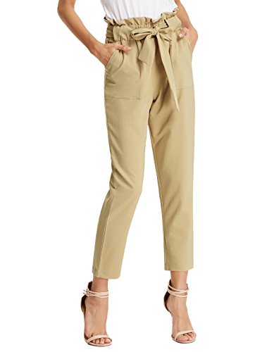 GRACE KARIN Women's Slim Straight Leg Teens Pants with Pockets XXL AF1011-2 Khaki