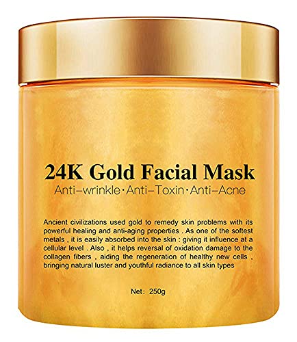 24K Gold Facial Mask, Gold Peel Off Mask, Rejuvenating Collagen Face Mask For Flawless Skin, Reduces Fine Lines & Wrinkles, Clears Acne, Minimizes Pores, Moisturizes & Firms Up Your Skin, 250g