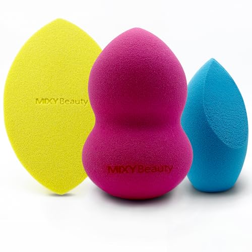 MixyBeauty 3-Piece Makeup Sponge Set - Foundation, Contour, and Concealer Blenders for Liquid, Cream, and Powder - Latex-Free, Reusable, Premium Quality