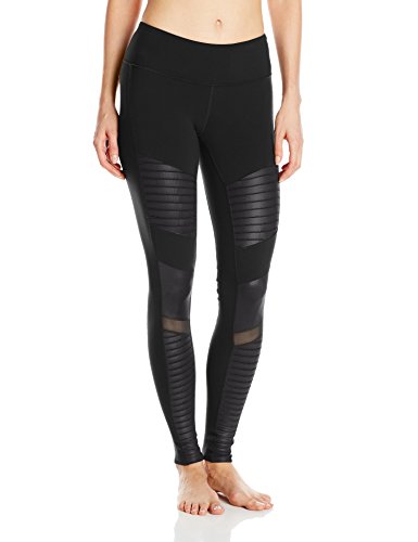 Alo Yoga Women's Moto Legging, Black Glossy, XS