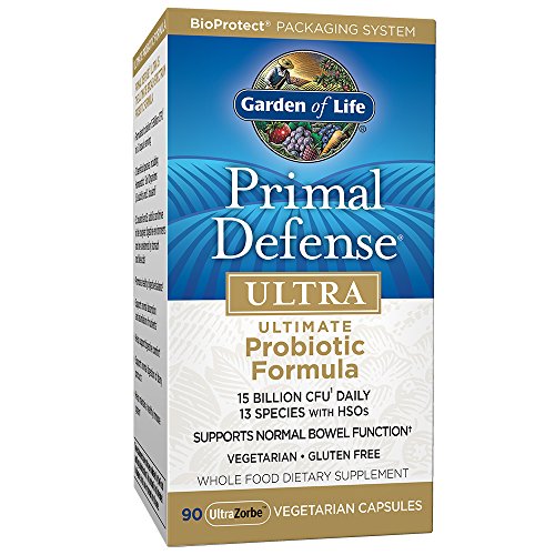 Garden of Life Whole Food Probiotic Supplement - Primal Defense Ultra Ultimate Probiotic Dietary Supplement for Digestive and Gut Health, 90 Vegetarian Capsules