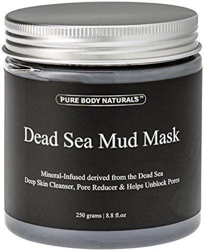Pure Body Naturals Dead Sea Mud Mask for Face and Body, Purifying Face Mask for Acne, Blackheads, and Oily Skin, 8.8 Ounce