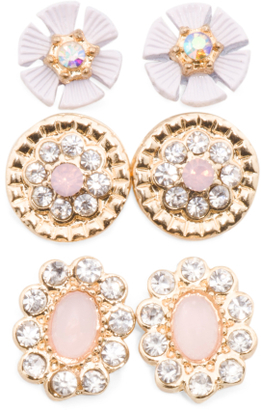 Trio Of Floral Earrings