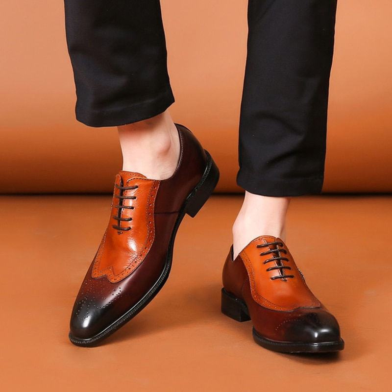 Thumbnail: Genuine Leather Luxury Men's Oxford Dress Shoes 