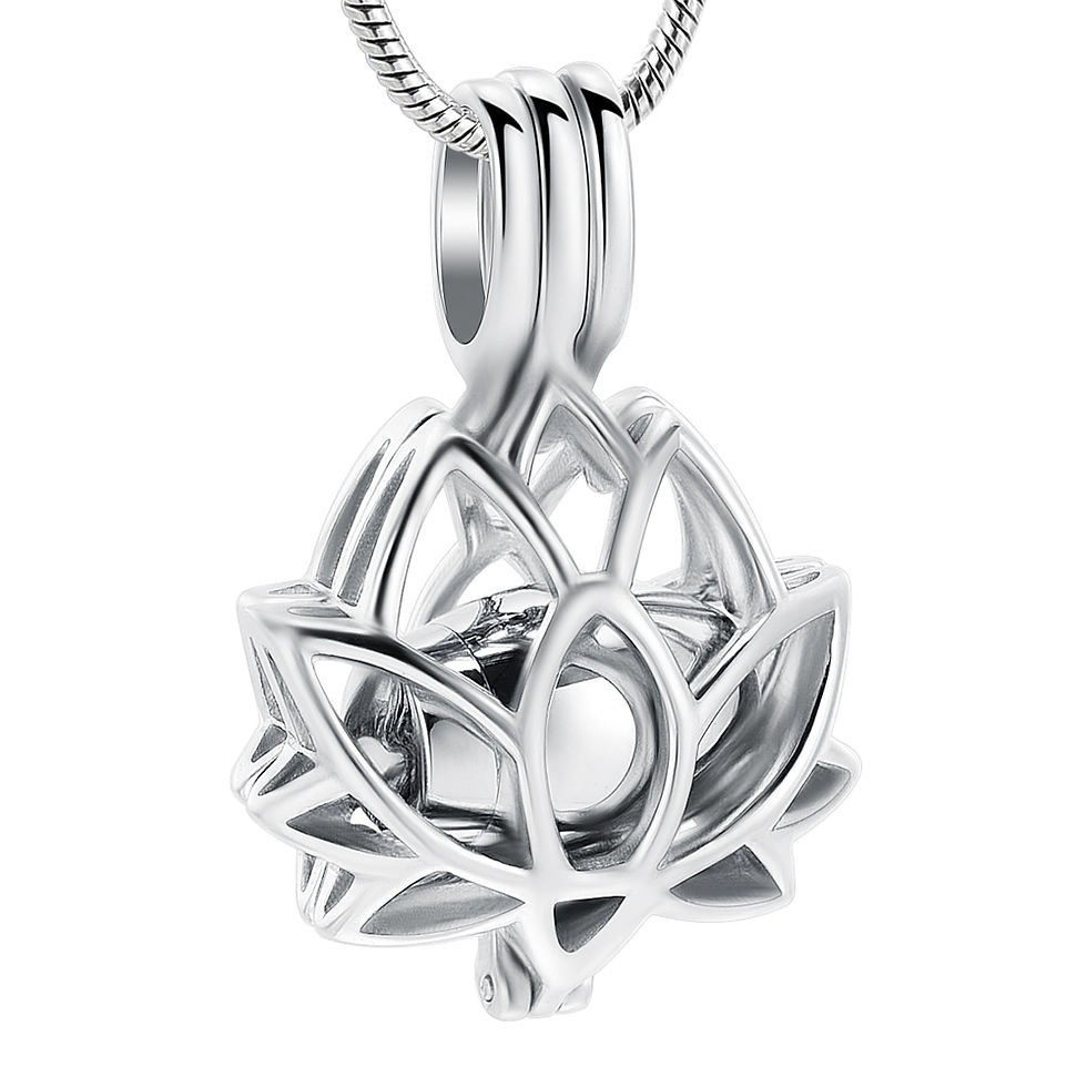 Thumbnail: Stainless Steel Lotus Flower Keepsake Pendant For Women 