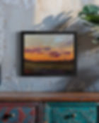 A textured landscape oil painting of a sunset over the Texas Hill Country by Luke Smith