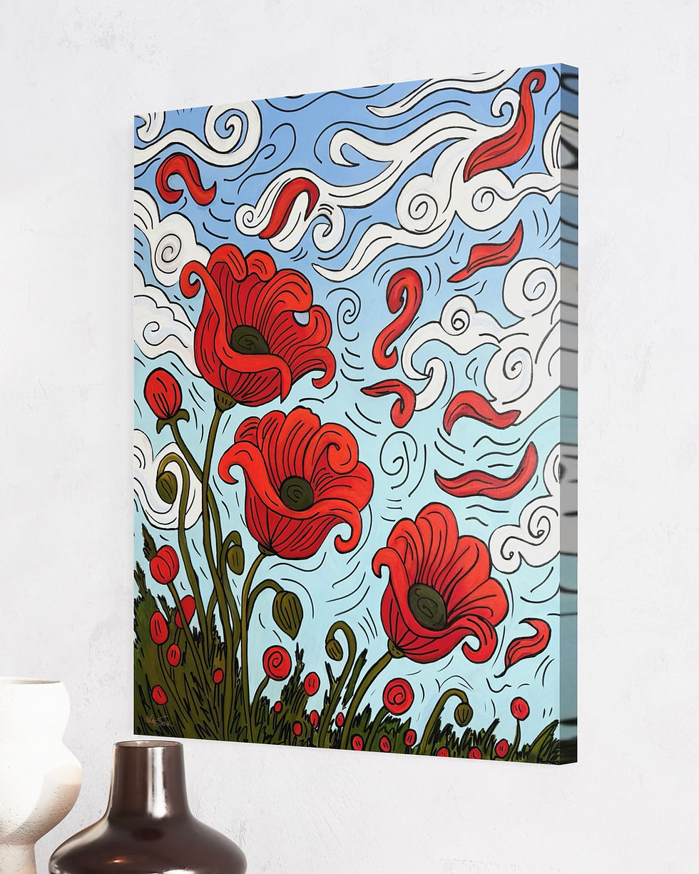 Thumbnail: Red poppies dance in the wind in this oil painting by Luke Smith.