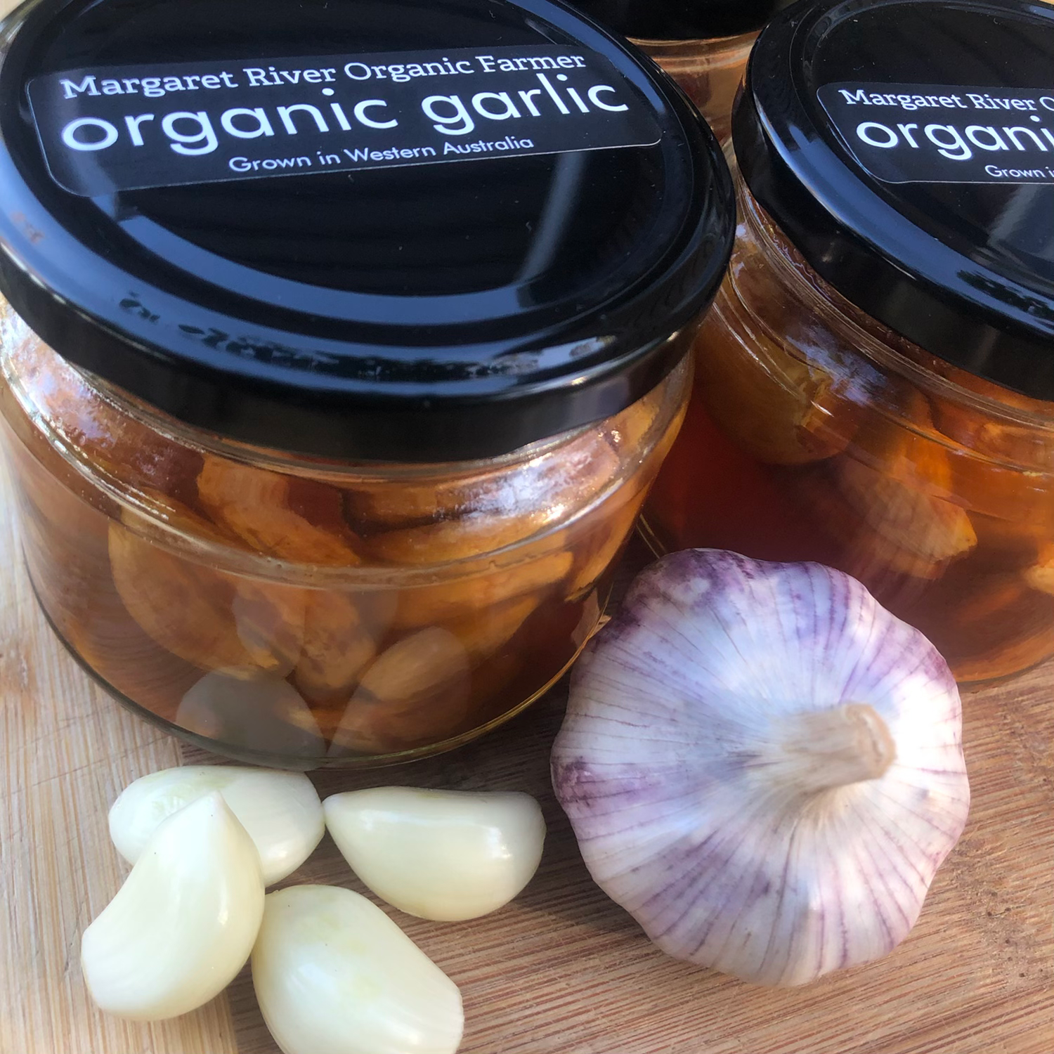 Organic garlic fermented in raw local honey