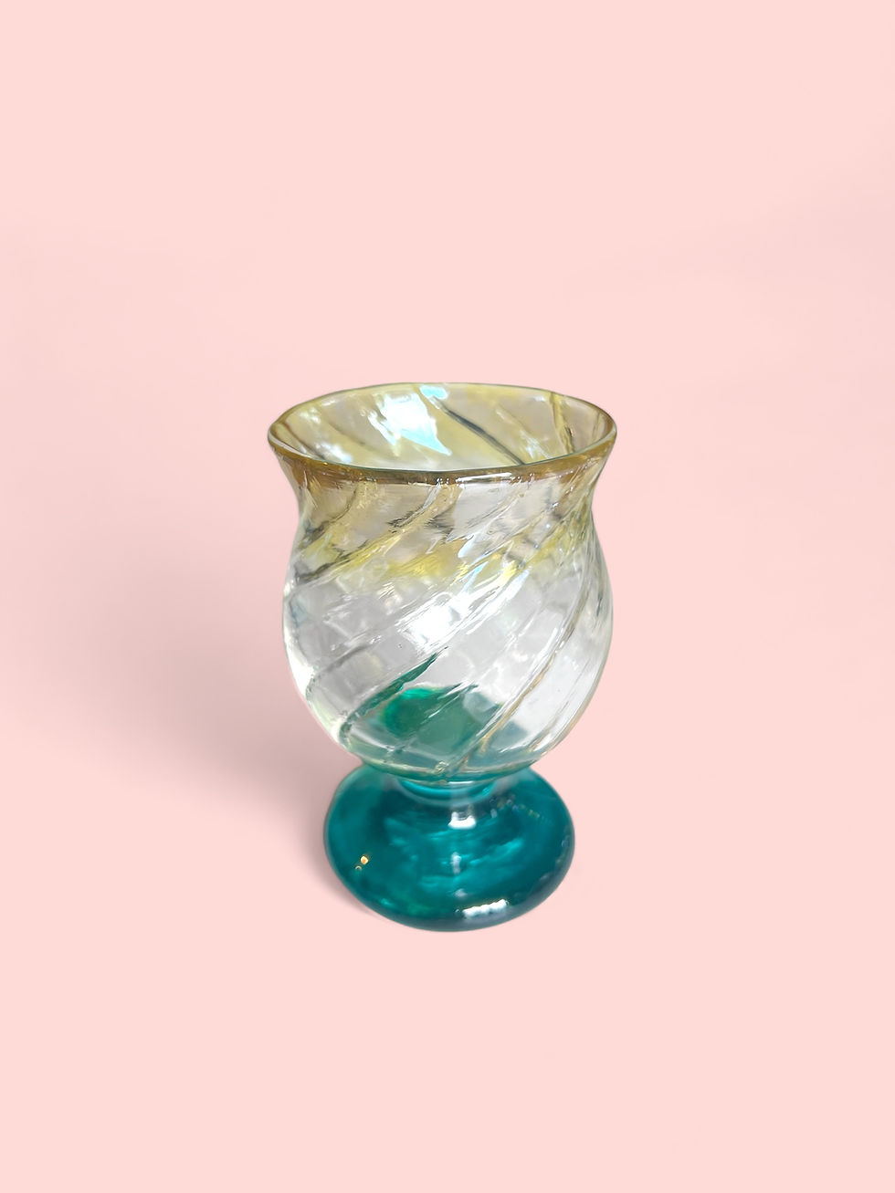Thumbnail: crystal and gold top tasty sipper cup with blue foot and pink background