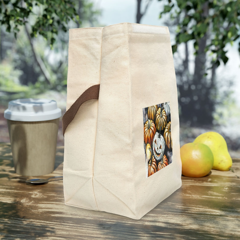 Thumbnail: Halloween Pumpkins Canvas Lunch Bag With Strap