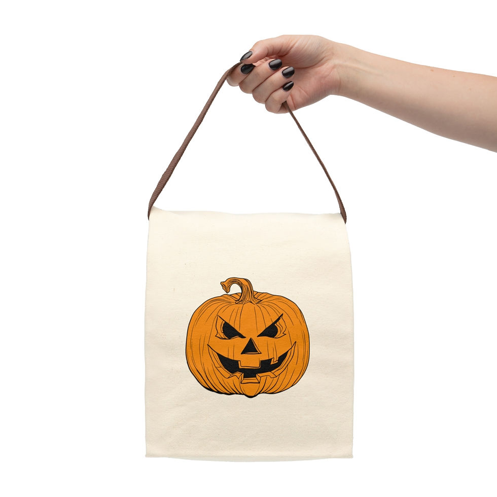Thumbnail: Orange Pumpkin Canvas Lunch Bag With Strap
