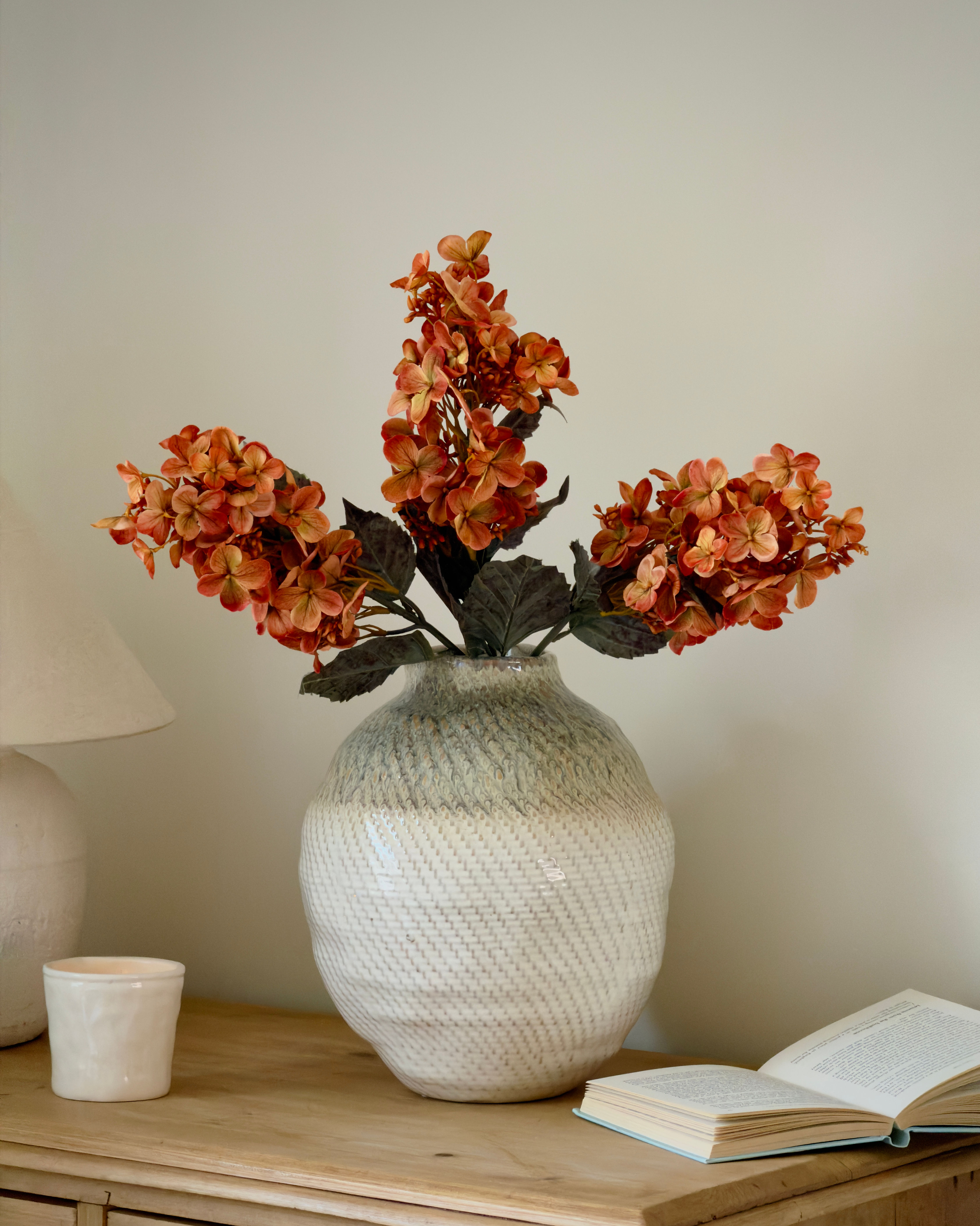 Burnt orange hydrangea stem 