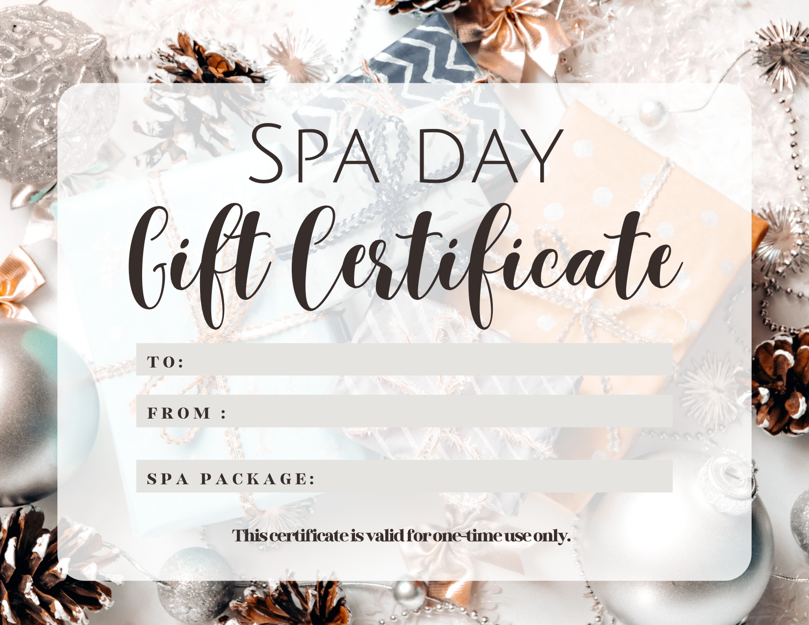 SPA DAY GIFT CERTIFICATE-PAMPER NEST