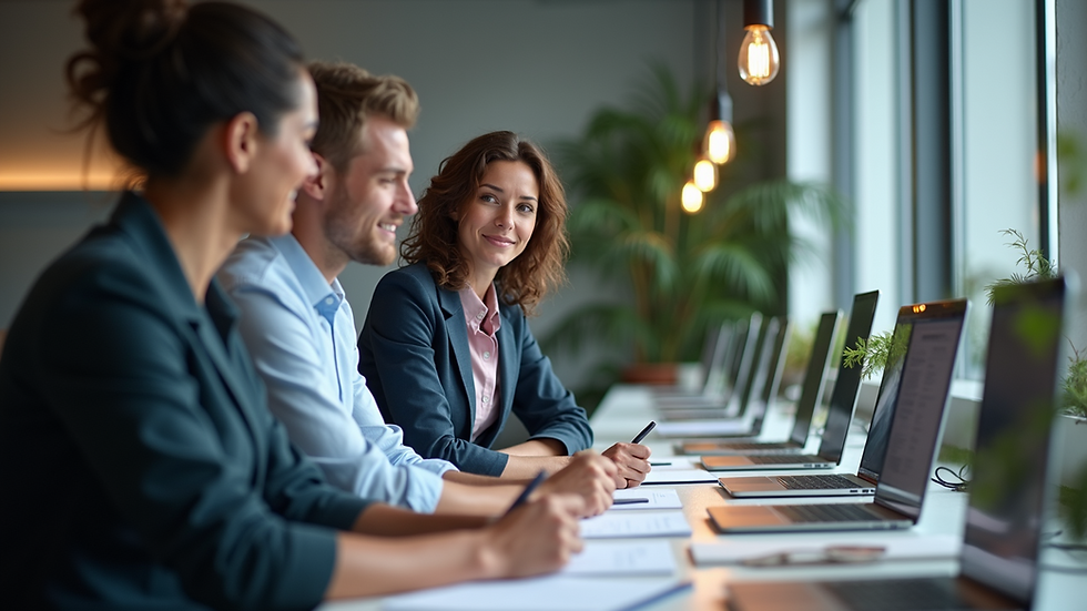 Eye-level view of a team collaborating on process documentation