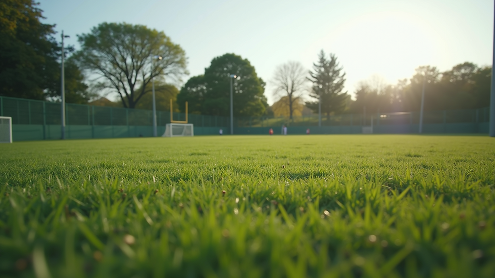 Eye-level view of a youth football field with goalposts