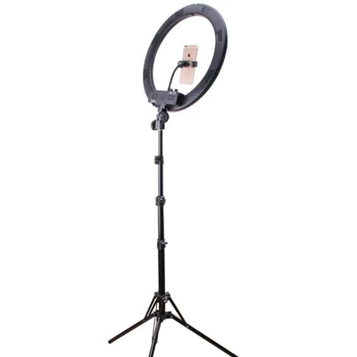 LED light ring with phone holder